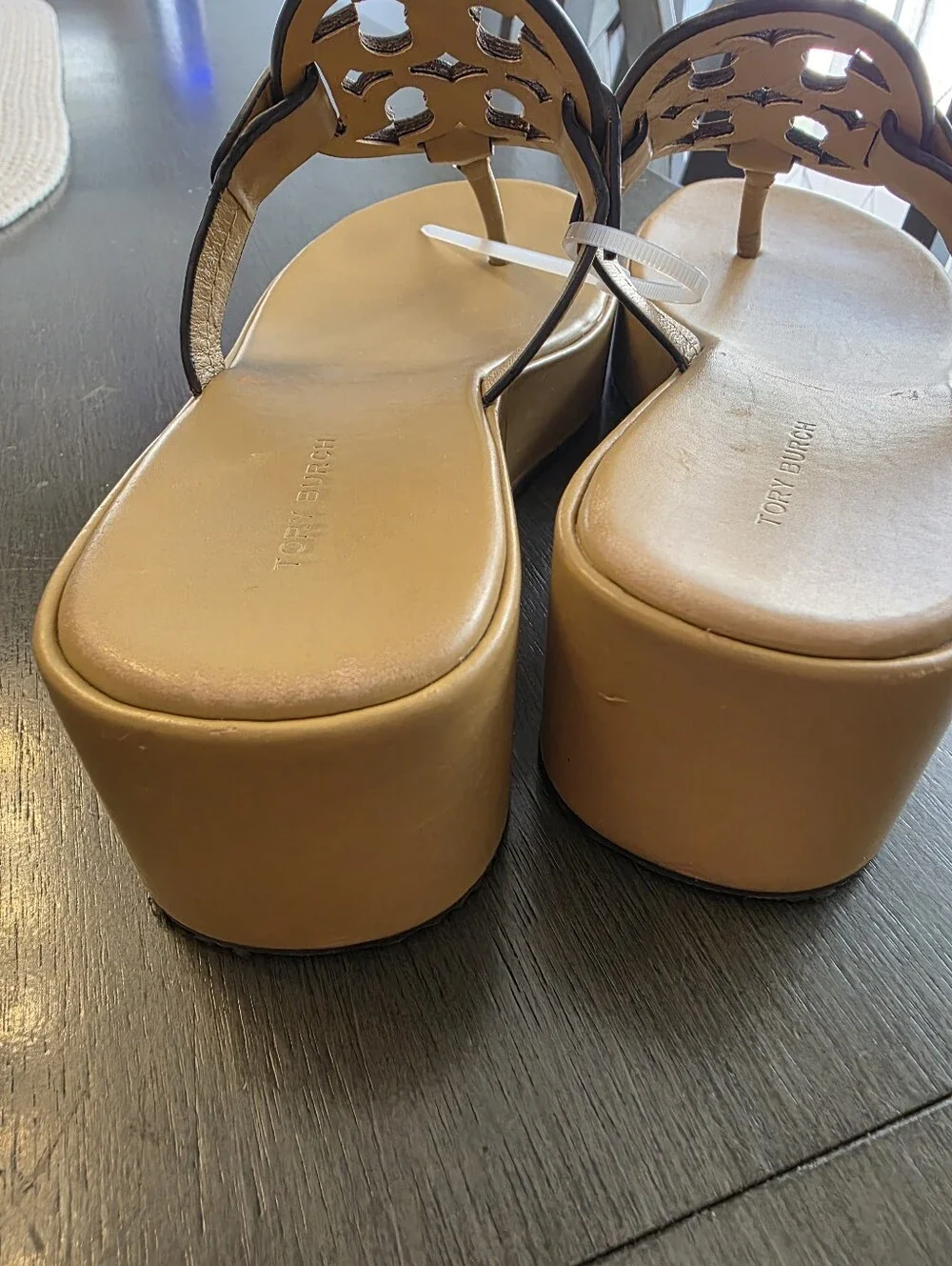 Tory Burch Miller Platform Wedge Flip Flop Sandals Ginger Shortbread US 6.5